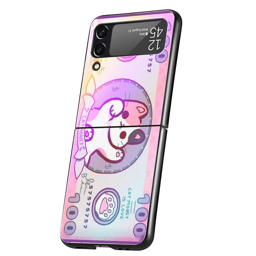 Cartoon Art Hard PC Phone Case For Samsung Galaxy Z Flip 7 6 5 4 Black Cover For Galaxy Z Flip 3 Foldable Fundas Shell Funda Bag