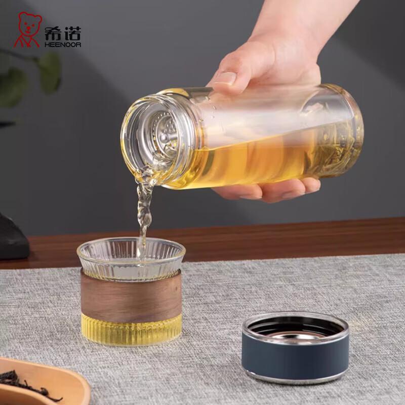 HEENOOR High Borosilicate Glass Tea Infuser Water Bottle