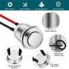 AEE4-6Pcs Pressure Switches,12 Mm Momentary Pressure Switch, Metal Waterproof Button, Protruding Pressure Switch With Wire