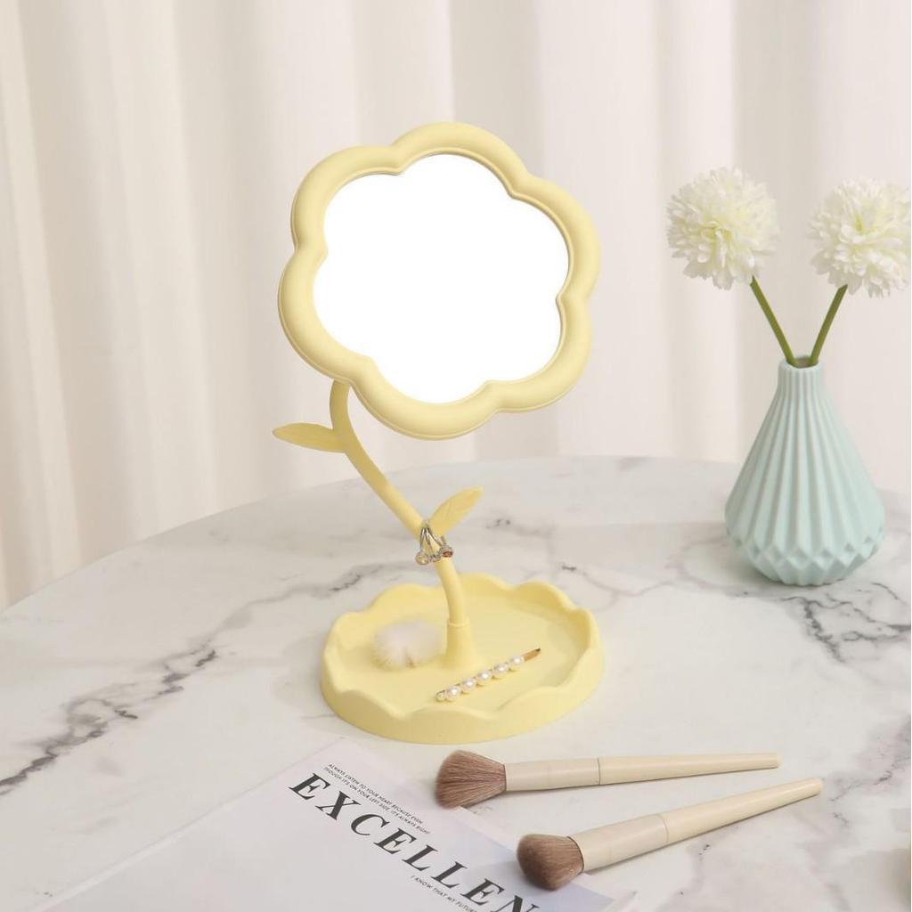 Sunflower Goddess Rotatable Makeup Mirror with Detachable Desktop Storage for Dorms