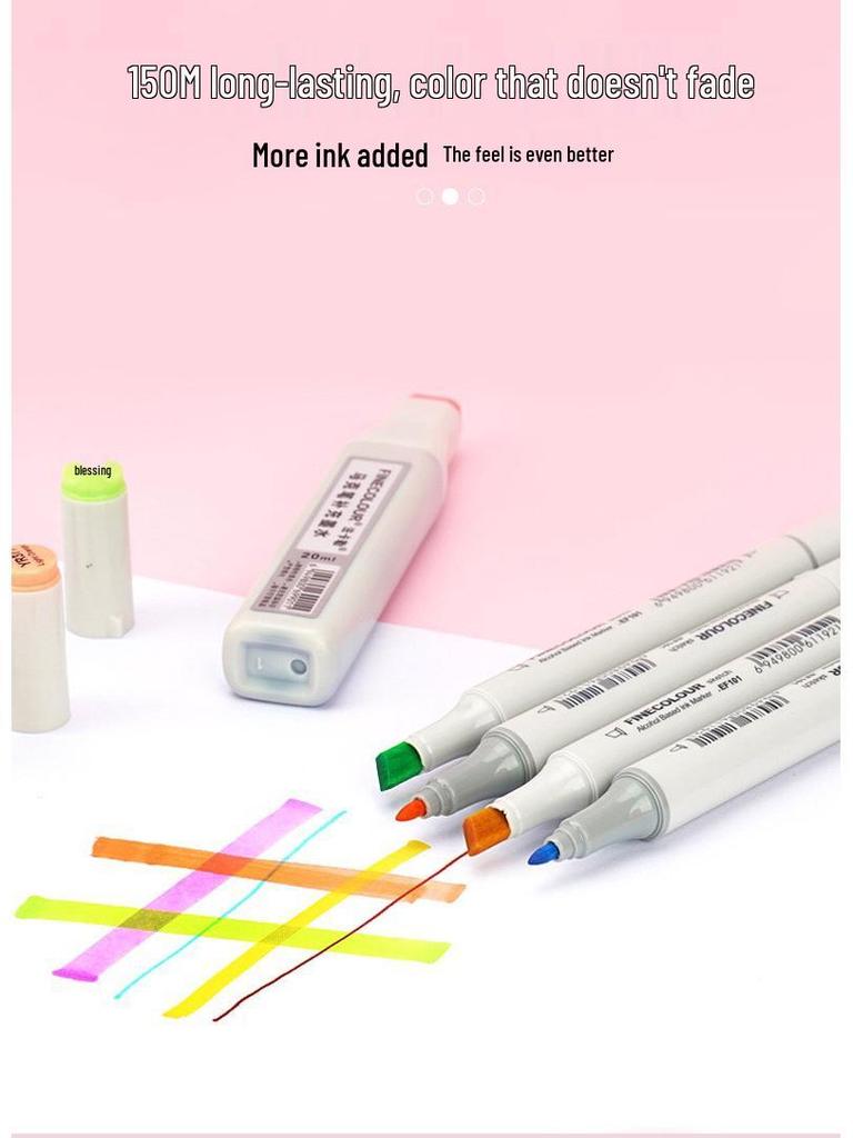 Fakale FINCOLOUR 2nd Gen Double-Ended Alcohol/Oil-Based Marker Pens, 160 Colors for Hand-Painting & Anime Design
