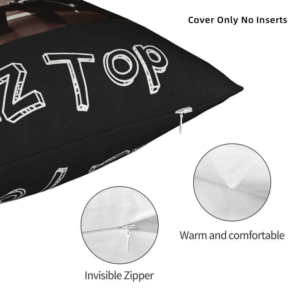 Band Zz Top Pillow Case Retro Trendy Pillow Cover Graphic Pillowcases For Sofa Couch Bed Living Room