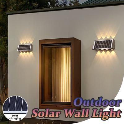 Holofotes Solares LED Lâmpadas de Parede Externas Impermeáveis 8W Lâmpadas de Decoração de Jardim Iluminação Ascendente e Descendente Para Pátio Varanda Sacada Jardim