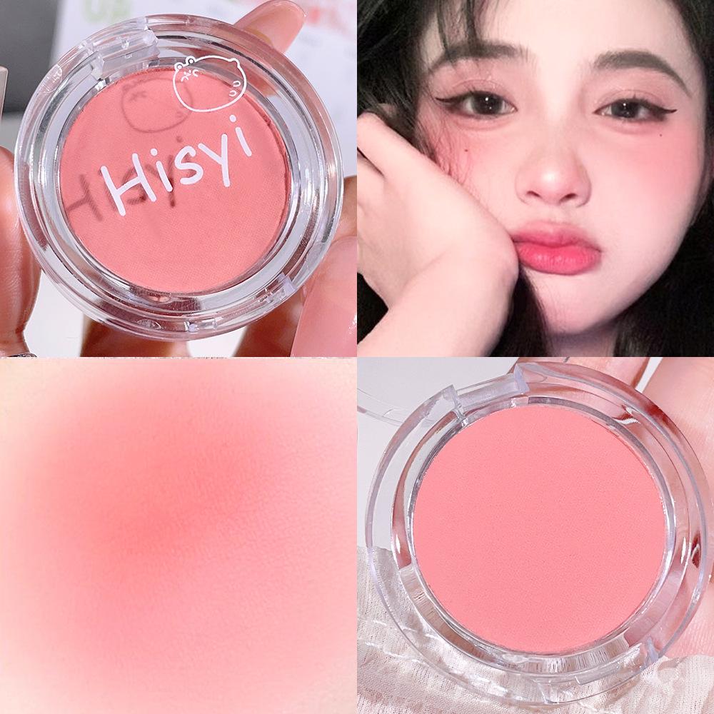 HISYI Single-Color Blush & Eyeshadow: Energetic, Natural Brightening with Fine Shimmer, Matte Highlighter, and Contour for Women.