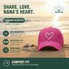 Nana Heart Print Baseball Cap - Simple Cream Polyester Adjustable Casual Outdoor Sports Hat For Women Gift