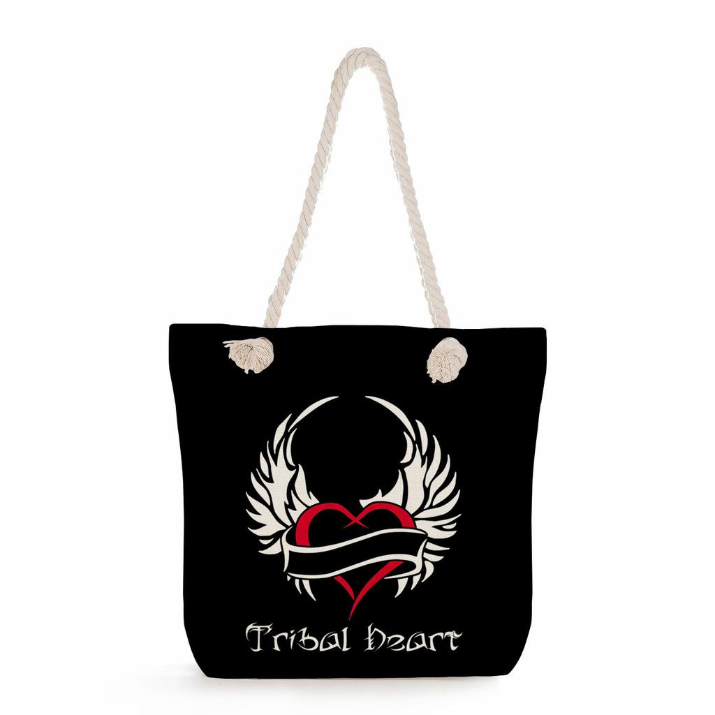 Love print thick rope single-shoulder beach bag 7230 CLE