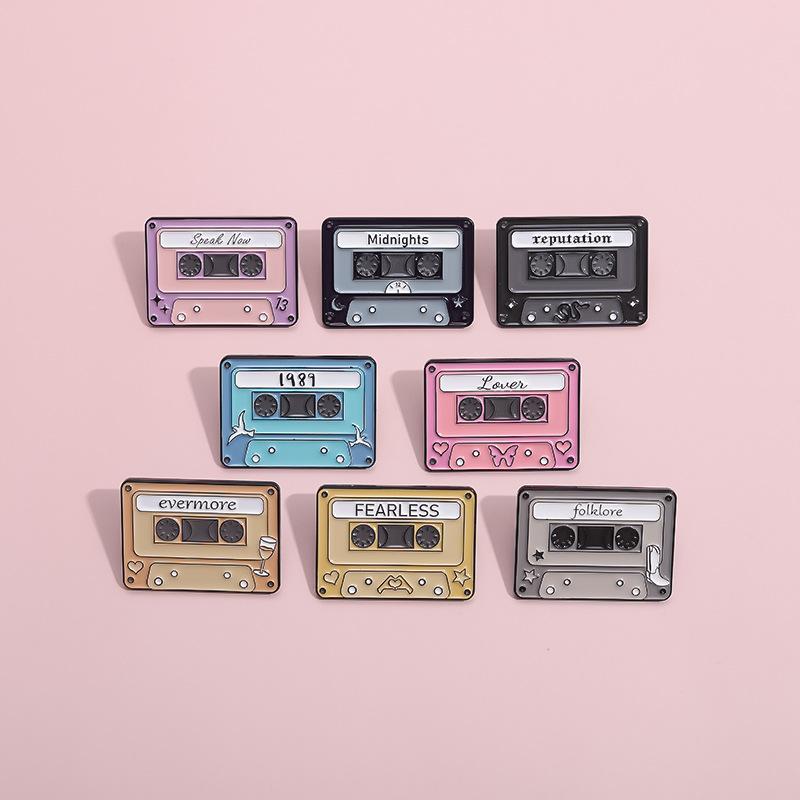 Cassette Artistic Music Brooch Geometric Cartoon Design Trendy Alloy Pin For Everyone