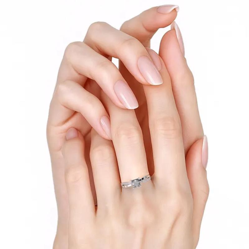 Classic Square Zircon Engagement Ring for Women, 925 Silver Plated Elegant Jewelry, Perfect Anniversary & Party Gift