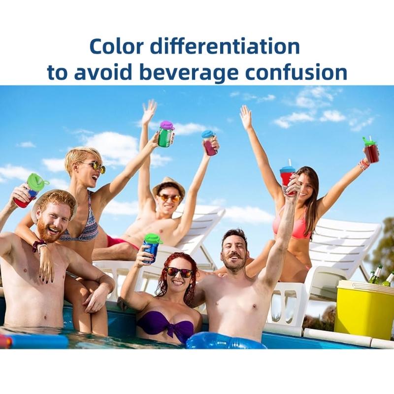 Colorful Silicone Sodas Can Lid and Straw Easy Use Spill-proof Sealed Can Cover for Canned Beverages Beer and Juice