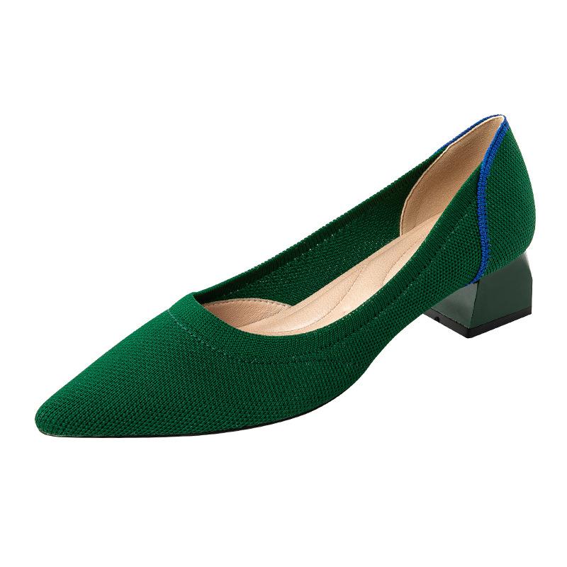 Spitze Zehenpartie, flacher Mund, Stoff, flache Unterseite, solide gestrickte Damenschuhe mit weicher Unterseite, große Schuhe, Größe 34–43