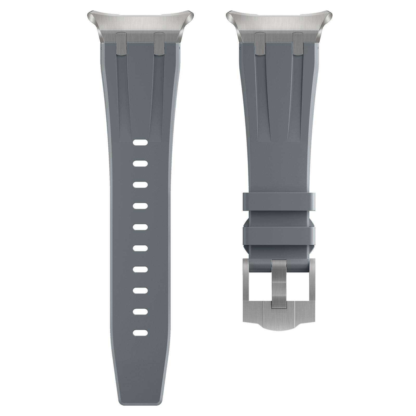 

For Samsung Galaxy Watch Ultra 47mm Silicone Watch Band Adjustable Strap with Silver Buckle D