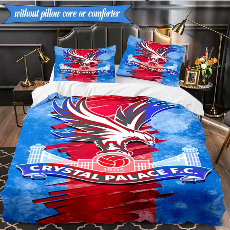 3PCS Crystal Fc Crest Printed Soft Bedding Set,Including 1pc Duvet Cover And 2pcs Pillowcases Perfect for Bedroom, Dormitory, Fan gift