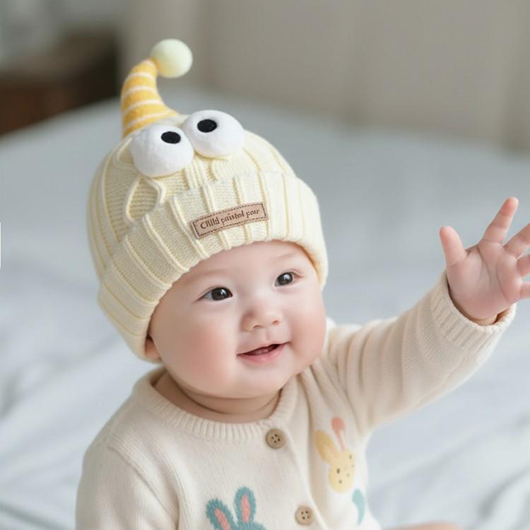 Warm Thick Knit Baby Beanie for Boys & Girls: Windproof Wool Hat for Autumn and Winter