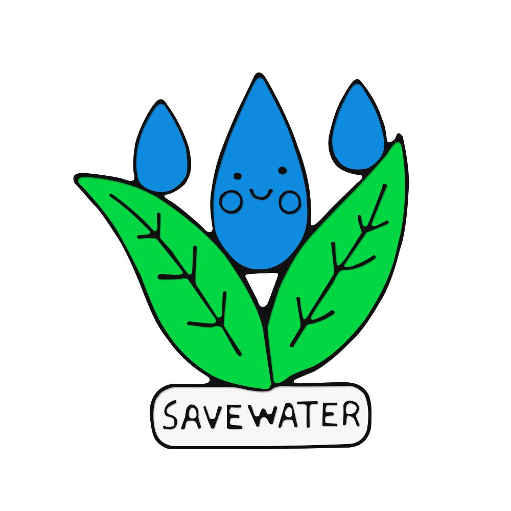 Creative Save the Earth Brooch Slogan Protect Environment Enamel Pins Save Water Go Green Badge Cartoon Custom Bag Lapel Jewelry