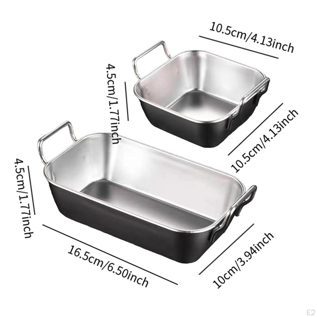 2 Pack Serving Tray, Stainless Steel Fry Plate, Kitchen Basket for Barbecue Events