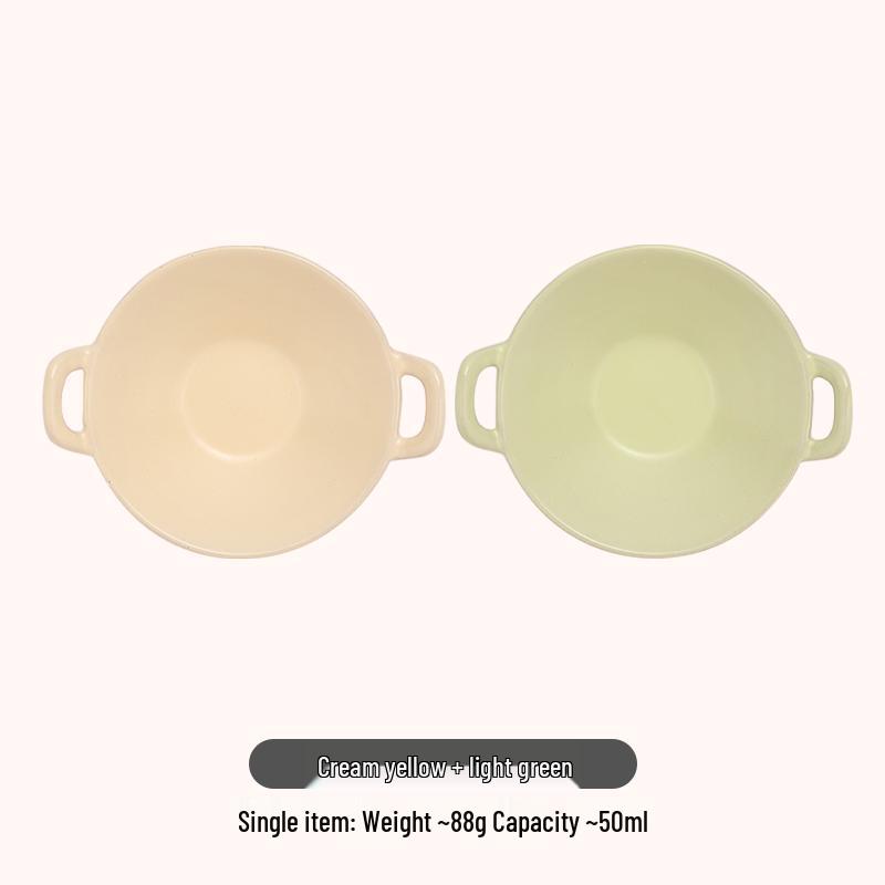 Double-Eared Ceramic Dipping Dish for Sauces and Snacks