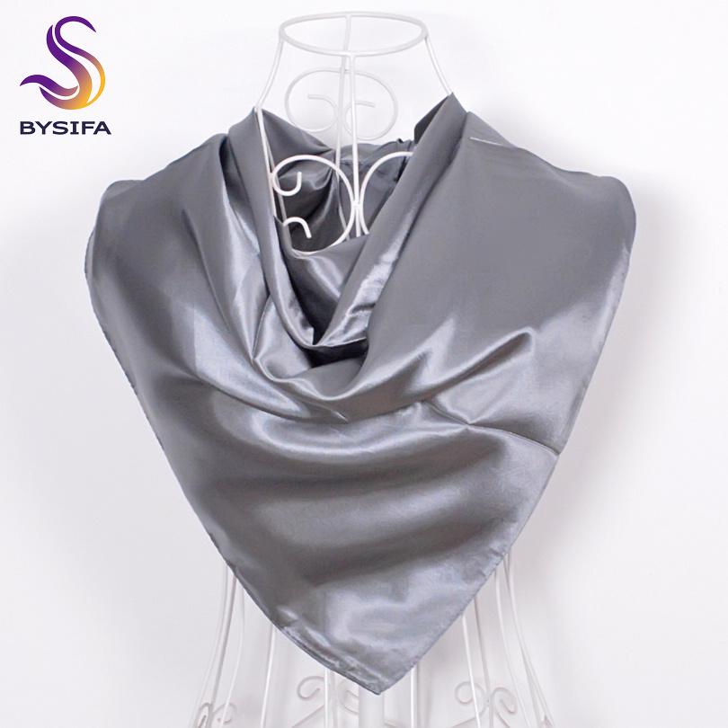 BYSIFA Ladies Plain Silk Scarves Trendy Fashion Accessories Spring Autumn Women Decorative Head Scarves New Purple Pink Scarves