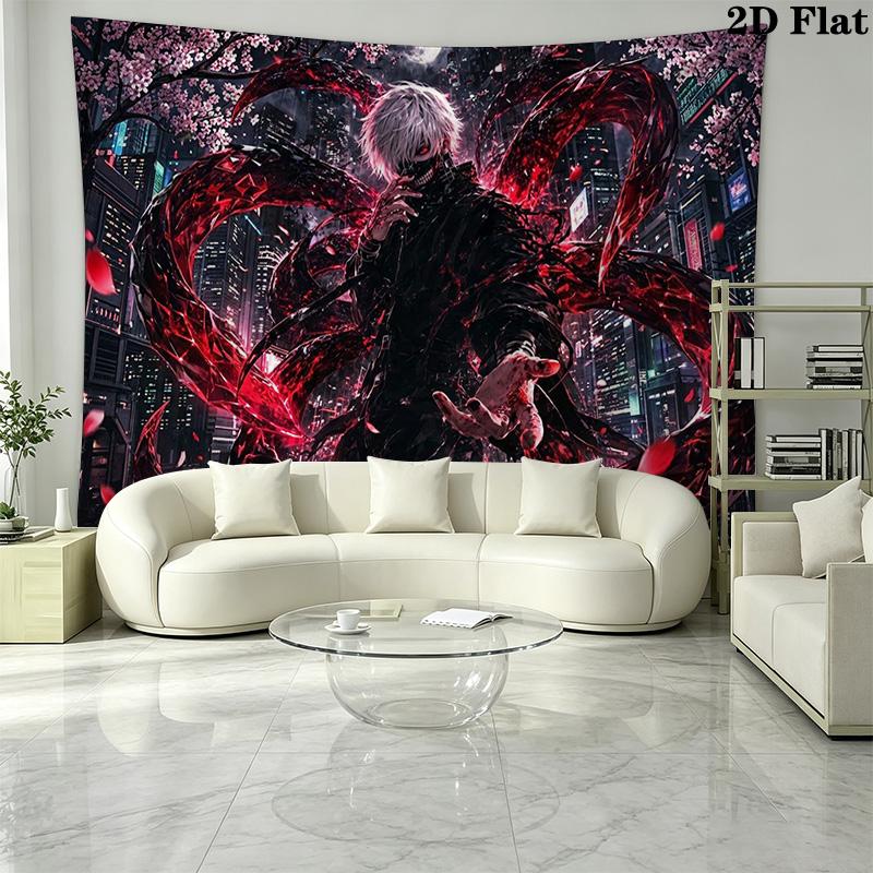 Ken kaneki anime Wall Tapestry Aesthetic Wall Hanging Printed Fabric Blanket Decorative Tapestries for Bedroom Living Room Home Decor