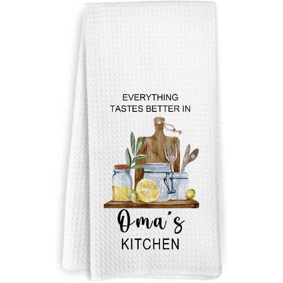 Nonna Gifts Kitchen Towels, Gifts for Nonni Grandma from Grandkids, Everything Tastes Better in Nonna's Kitchen Decorative Hand Tea Towels for