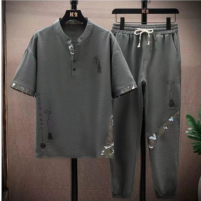 (Hemd + Hose)  Sommerhemden für Herren Herren-Sets Hemden Zweiteiliges Set M-4XL