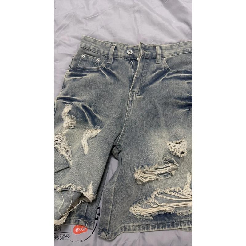 Pure Desire Y2k Spice Girls Denim Shorts Women Retro Washed  Summer Loose Do Old  Pants Female Ripped Quarter Fashion Pant