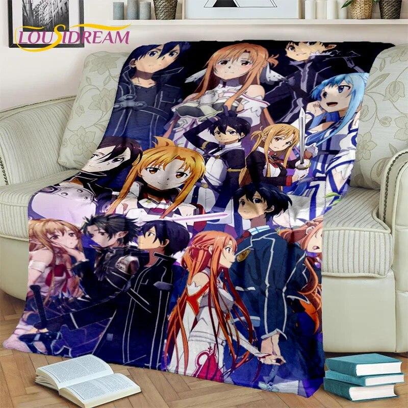 SAO Novel Cartoon Sword Art Online Decke, weiche Überwurfdecke für Zuhause, Schlafzimmer, Bett, Sofa, Picknick, Reisen, Büro, Decke für Kinder