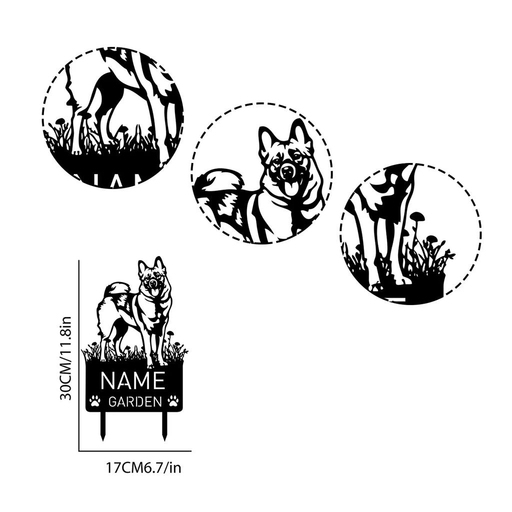 Custom Norwegian Elkhound Metal Garden Stake Personalized Pet Memorial Grave Marker Sign Remembrance Dog Loss Gift