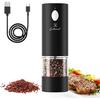 Electric Pepper or Salt Grinder, COKUNST USB Rechargeable Automatic Pepper Grinder with Visual Silo & LED Light, Black Pepper Grinder Mill Refillable
