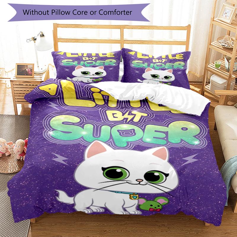 3pcs Super Kitties Adventures1 Design Cover Set - HD Printed Bedding with 1 Cover and 2 Pillowcases - Perfect for Home and Dorm Decor