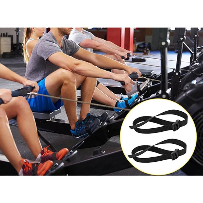 1 Pair Of Adjustable Rowing Exercise Machine Foot Straps Replacement Straps Polyester Webbing With Buckles For Gym Home