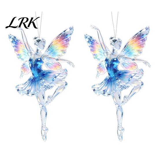 Fence Branch Decorations 2Pcs Glitter Ballet Girl Keychain, 2D Acrylic Hanging Pendant for Bag Backpack, Sparkling Personalized Gift Ideas Dancer Car