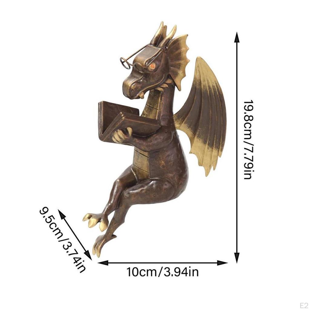 Dragon Reading Book Statue Decor wearing Ornament Decors Garden Dinosaur Figurines Sculpture