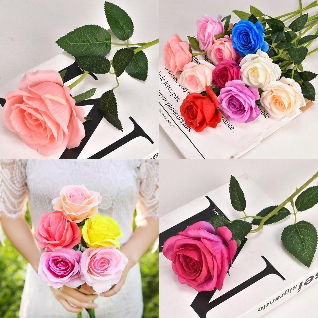 Luxurious 50cm Long Stem Artificial Roses Stunning Blooming Silk Flowers For Events