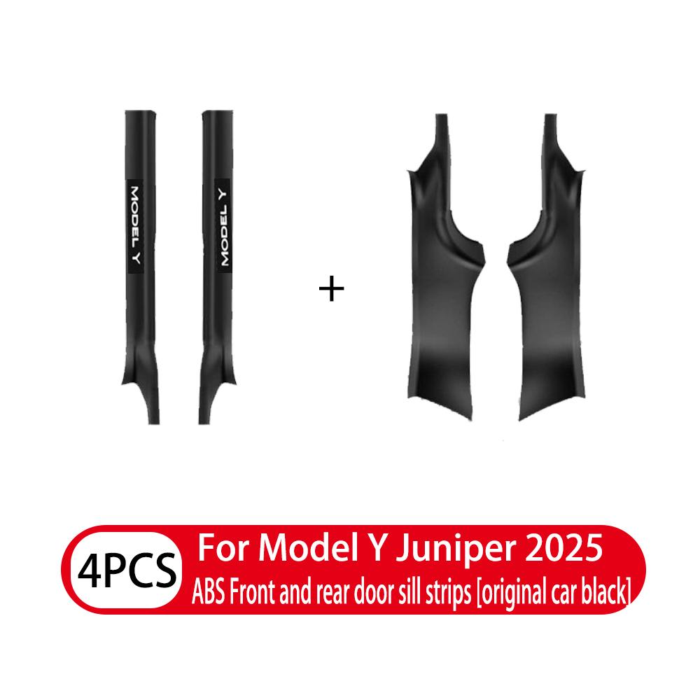 2 4 8Pcs ForTesla Model3/Y Highland 24-25ABS Front Rear Door Sill Protector Threshold Strip Anti-kick Guard Panel Waterproof Pad