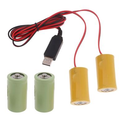 2in1 USB Power Converter D Battery Eliminators Replace 2Pcs 1.5V D LR20 Batteries for Remote Control LED Lights