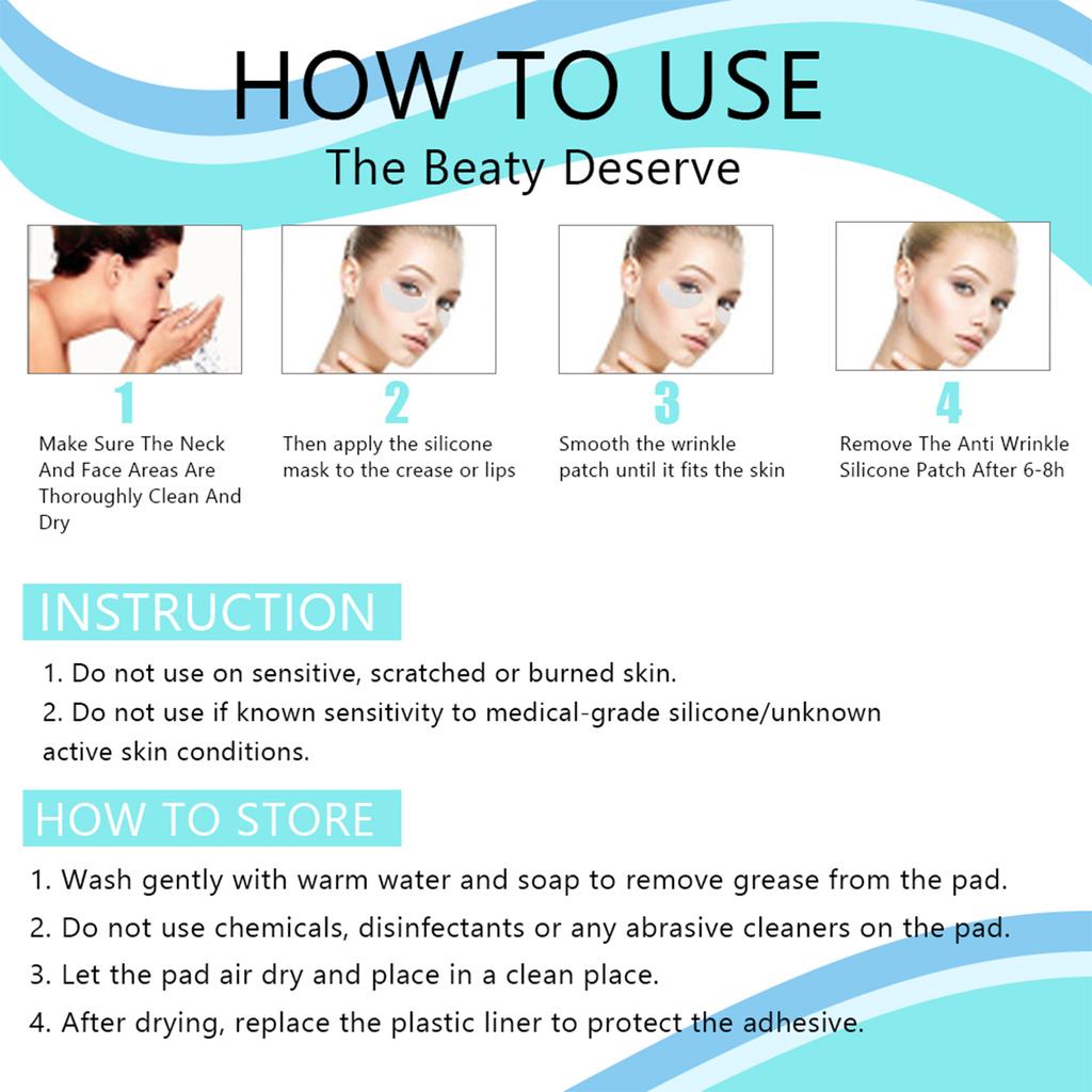 6Pcs Anti Wrinkle Silicone Patch Pad Skin Lifting Reusable Forehead Eye Chin Face Patch
