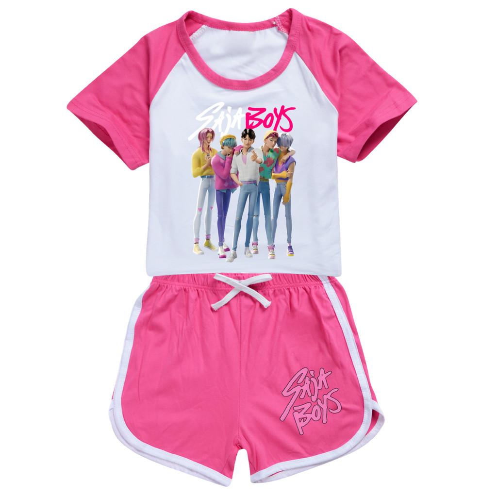 4986 Kids Girls Sajaboys POP Rumi Zoey Mira Print T-shirt Shorts Sport Tracksuit Clothes Set