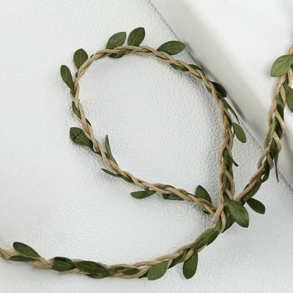 10M/Roll Boho Style Burlap Leaf Ribbon Natural Jute Rope Vine Simulation Vine  Gift Decoration