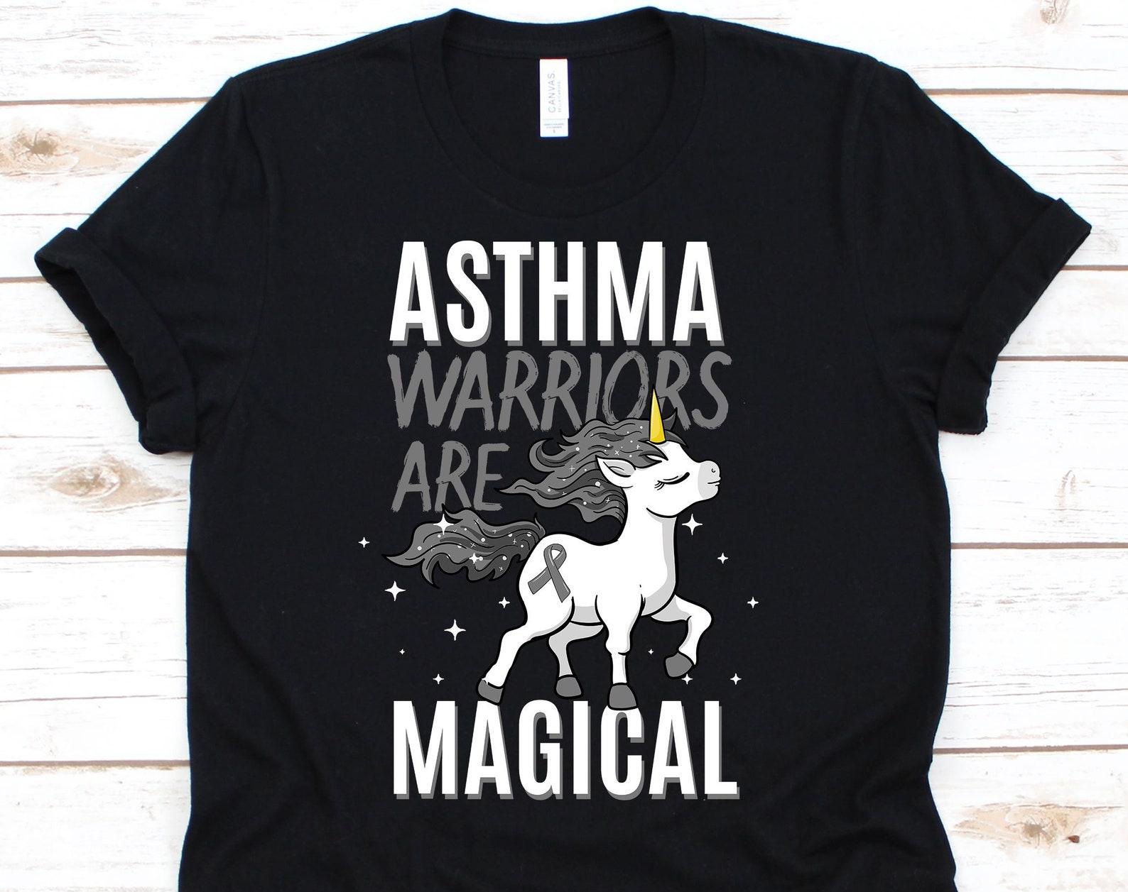 Asthma Warriors Are Magical Shirt, Awareness Ribbon Tshirt For Asthma Warrior Fighter Survivor Support, I Suck At Breathing For Men Women 4XL