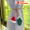 Handmade Hat and Stocking Rear View Mirror Accessories, Cute Crochet Decoration Car Mirror Hanging Accessories, Car Hanging Ornament and Bag Charm