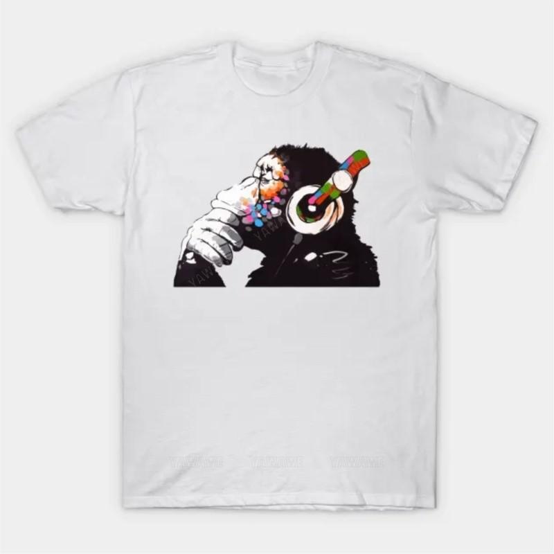 

Adult tee tops teenager cotton tee shirt BANKSY DJ Monkey Thinker T Shirt 1 brand casual short sleeve for mens summer tshirt 4XL