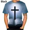 Fashion God Graphic T Shirts Summer Short Sleeve Men's Clothing Round Neck Cross 3D Printed T-Shirt Christian Jesus Mens Clothes