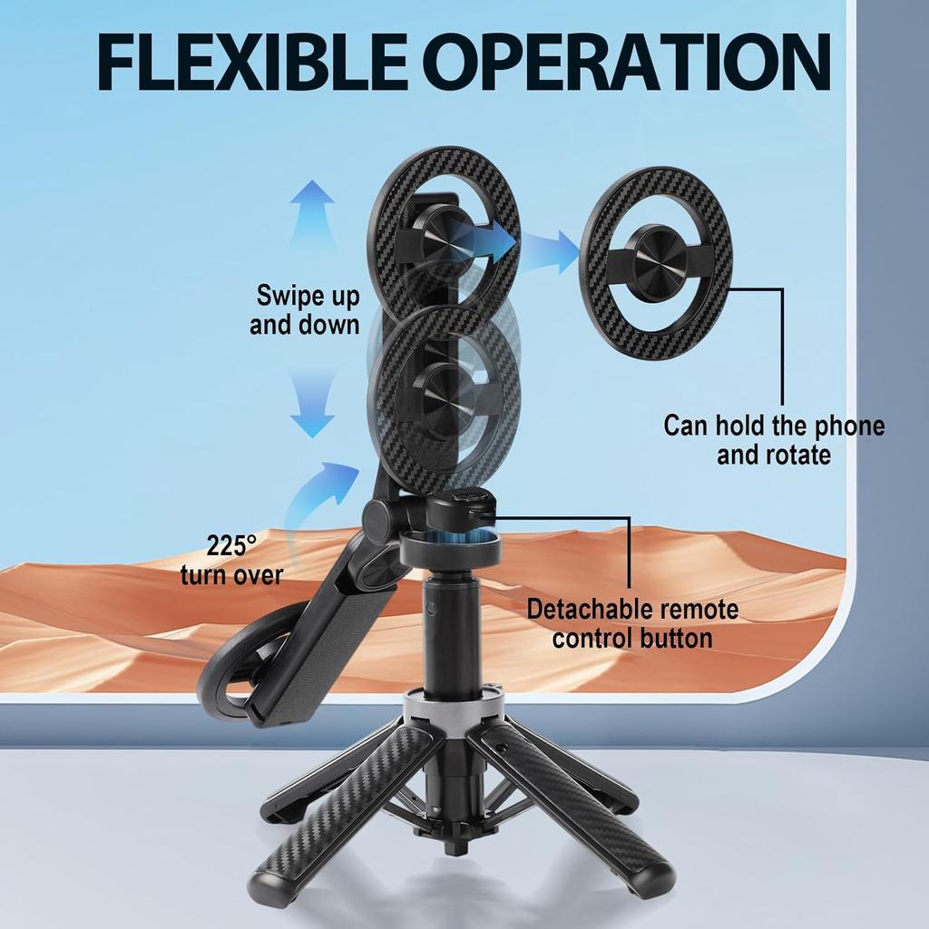 Mini Portable Magnetic Selfie Stick Photo Aid Retractable Floor Quadrupod