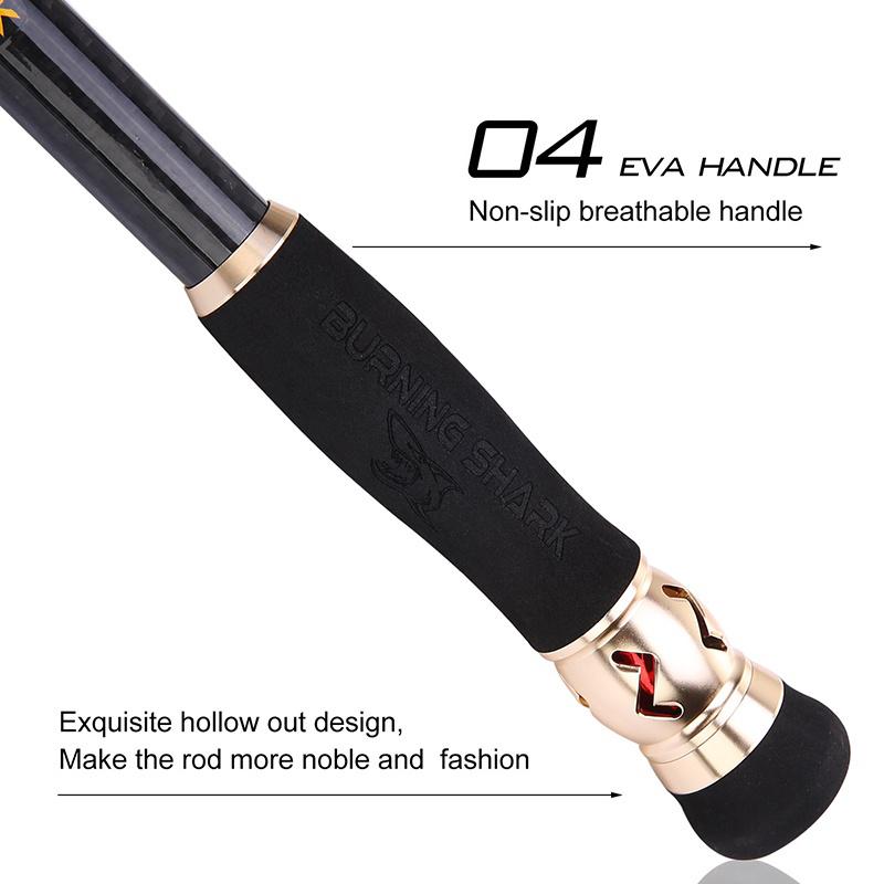 Fiskestang karbonfiber 1,8M-3,6M teleskopisk sjøfiskestang