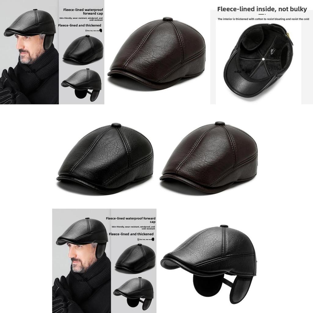 Thermal Hat For Elderly Men With Plush Lining And Ear Protection Design For Casual Wear