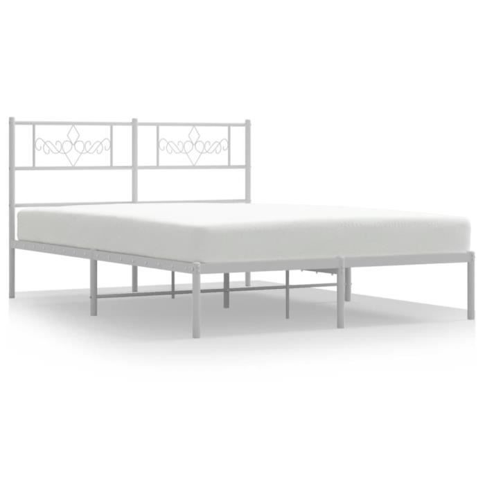 VidaXL Metal Bed Frame with White Headboard 140x190 Cm 355316