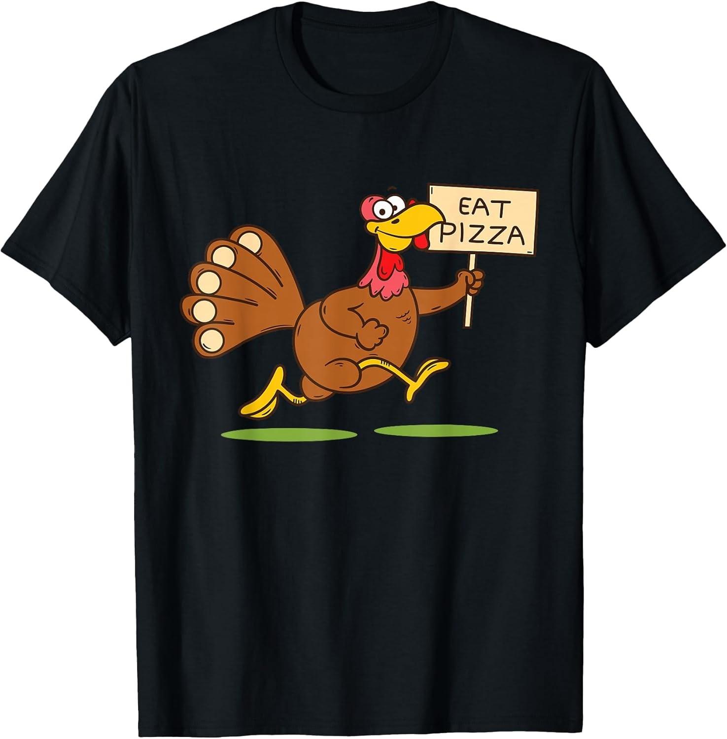 BEST! Turkey Eat Pizza Vegan Funny Thanksgiving Family Tee S-3XL XXXL
