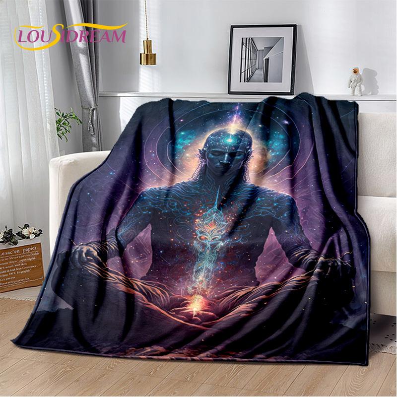 3D Yoga Zen Naturalize Meditation Rainbow 7 Chakra Blanket,Flannel Throw Blanket for Home Bedroom Bed Sofa Picnic Office Hiking