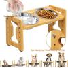Adjustable Bamboo Dog Bowl Stand