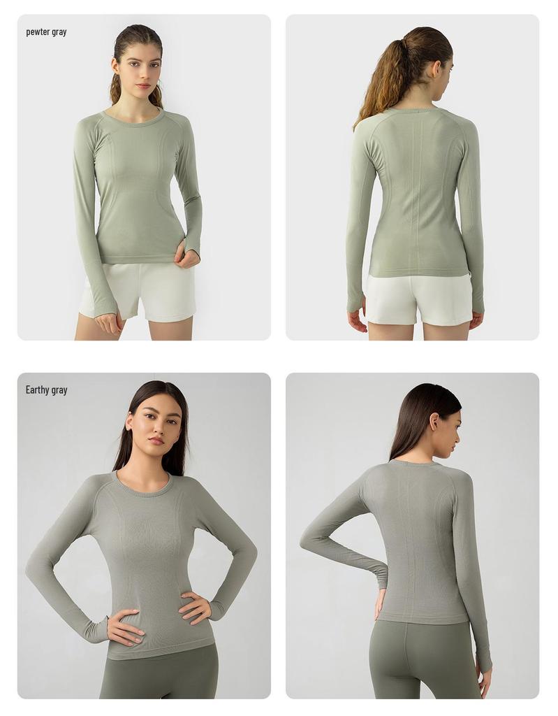 Women's Seamless Long Sleeve Yoga Top – Comfortable, Breathable, Tight-Fitting, Slimming Fitness Wear